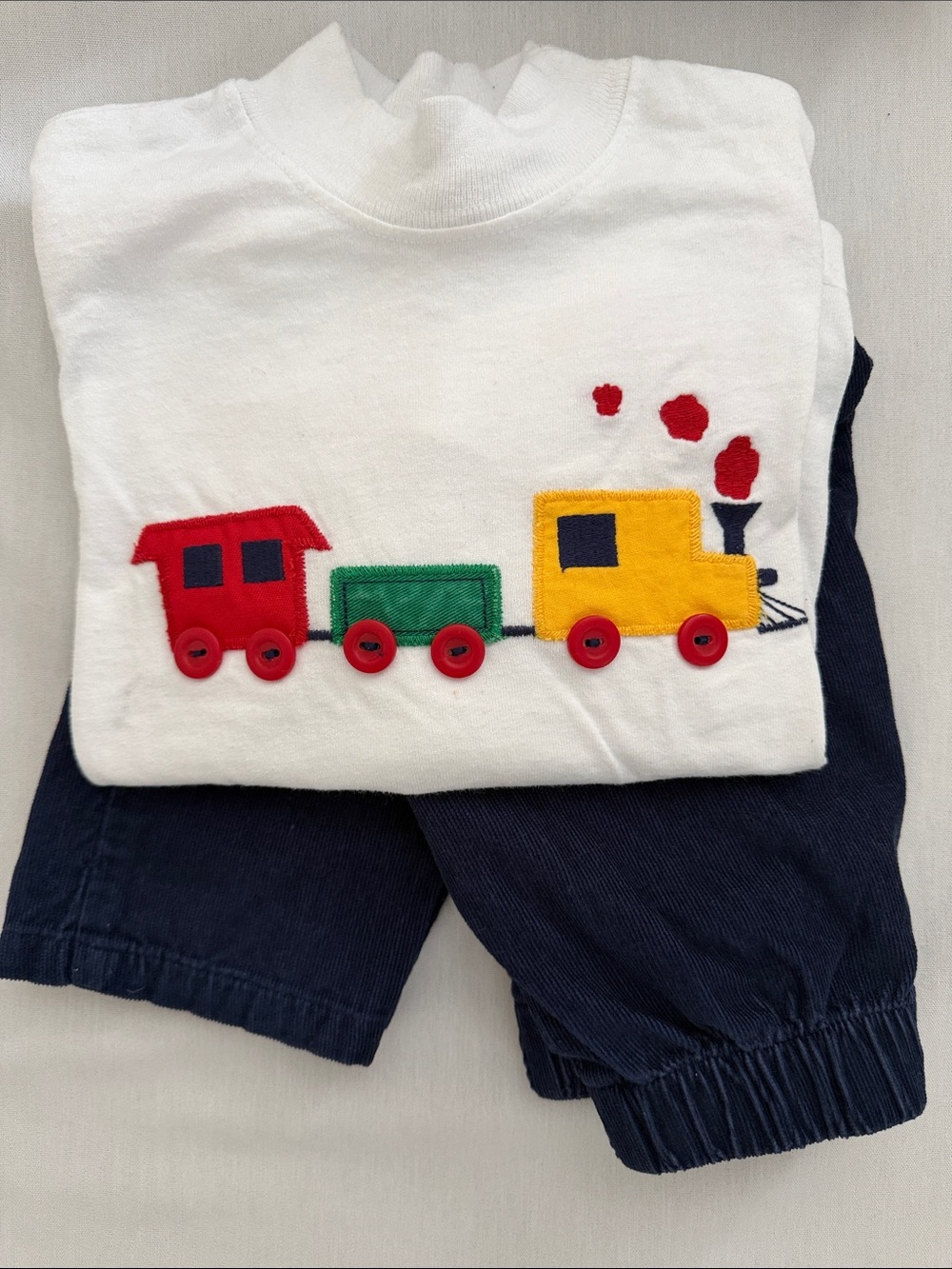3T The Bailey Boys Train Appliqué and Navy Corduroy Pants